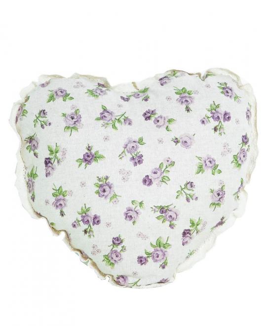 Диванна подушка серце Lilac Rose з мереживом ПРОВАНС, 35х35см 003704