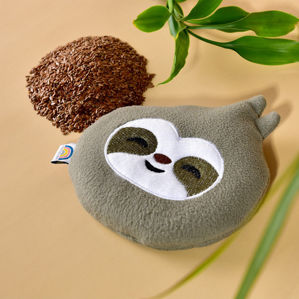 Дитяча подушка-грілка обіймашка з насінням льону 18х18 см, warming toy PAPARELLA лінивець