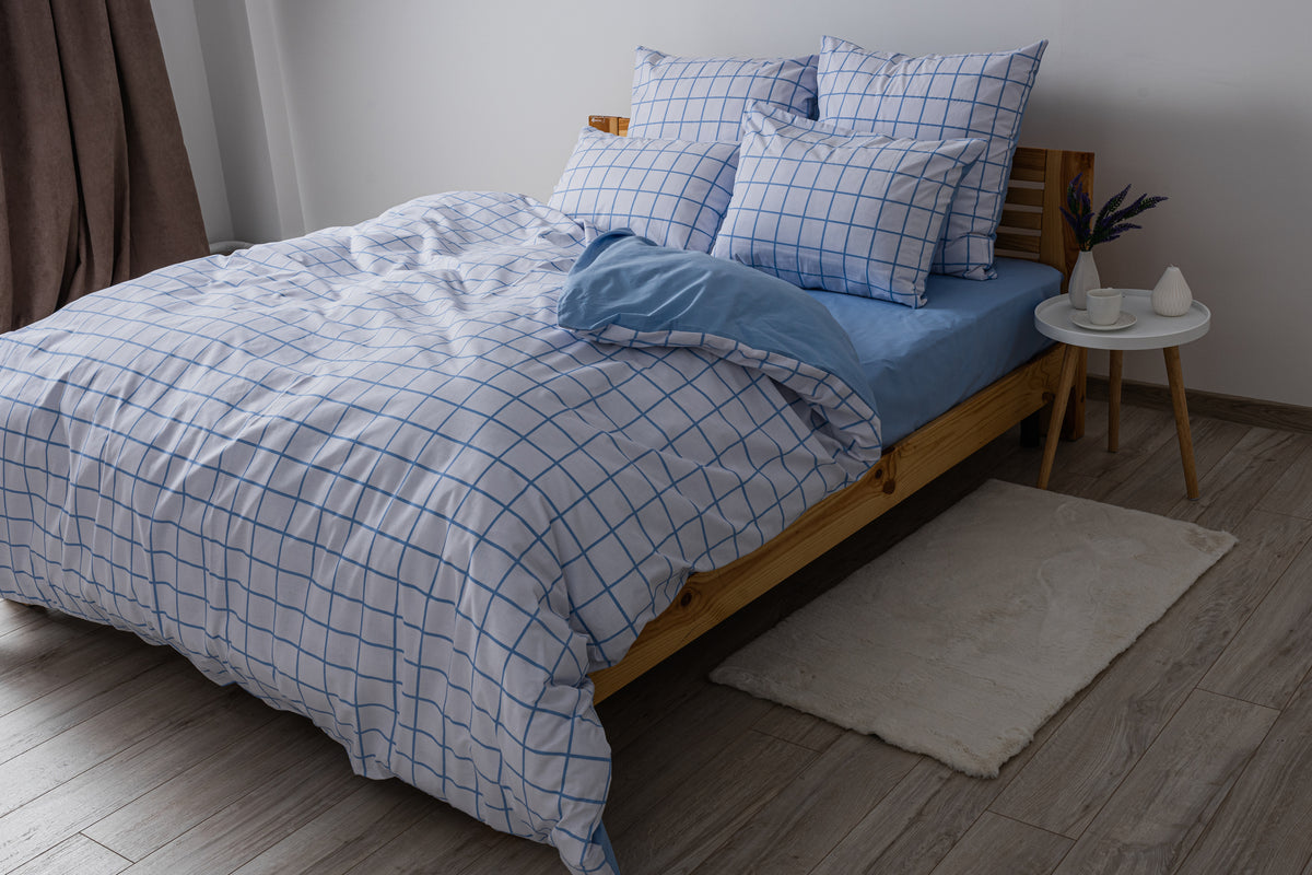 Комплект постільної білизни ТЕП "Happy Sleep" Blue Check, 50х70 двоспальний
