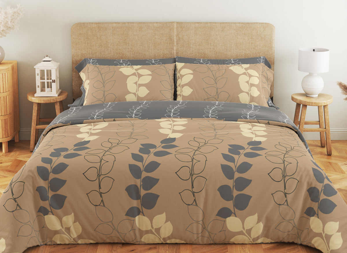 Комплект постільної білизни ТЕП "Soft dreams" Grey Leaf, 70x70 двоспальний