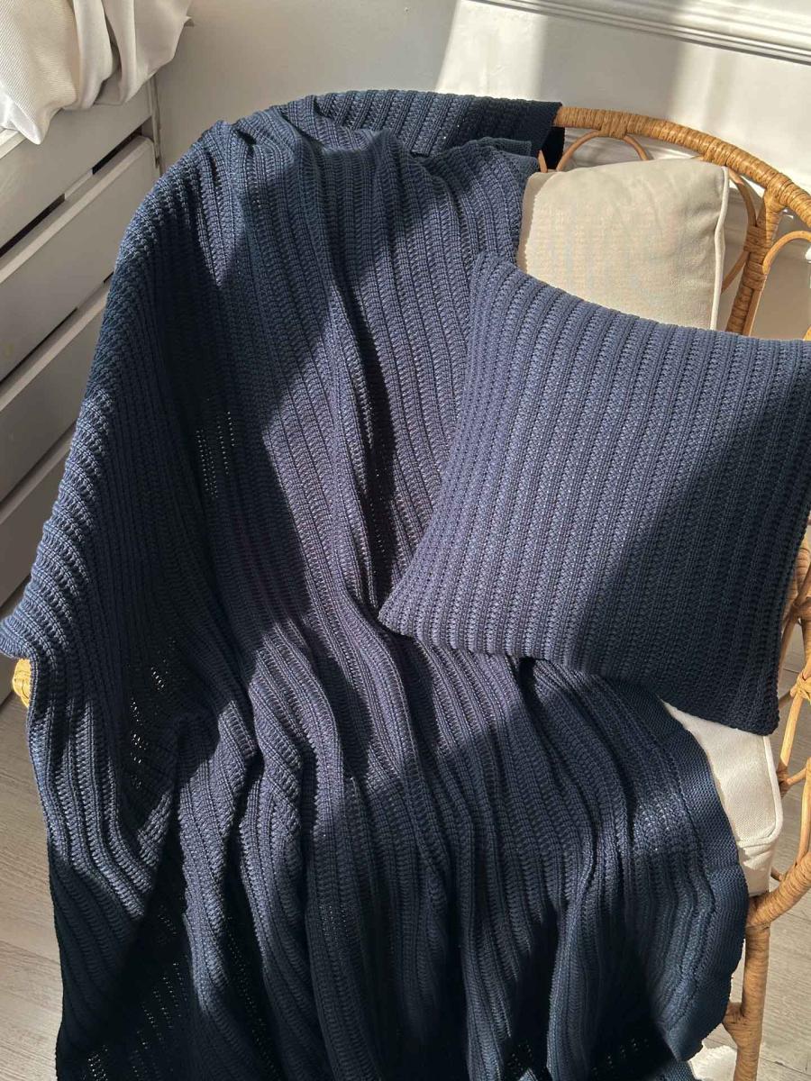 В'язана наволочка COTTON синя ПРОВАНС, 45х45см 039943