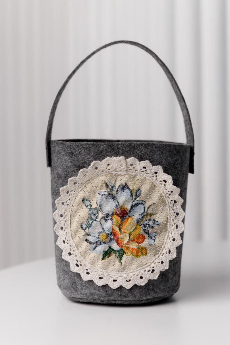 Декоративний кошик з ручкою для дрібниць Primavera ПРОВАНС, 16х16см 039696