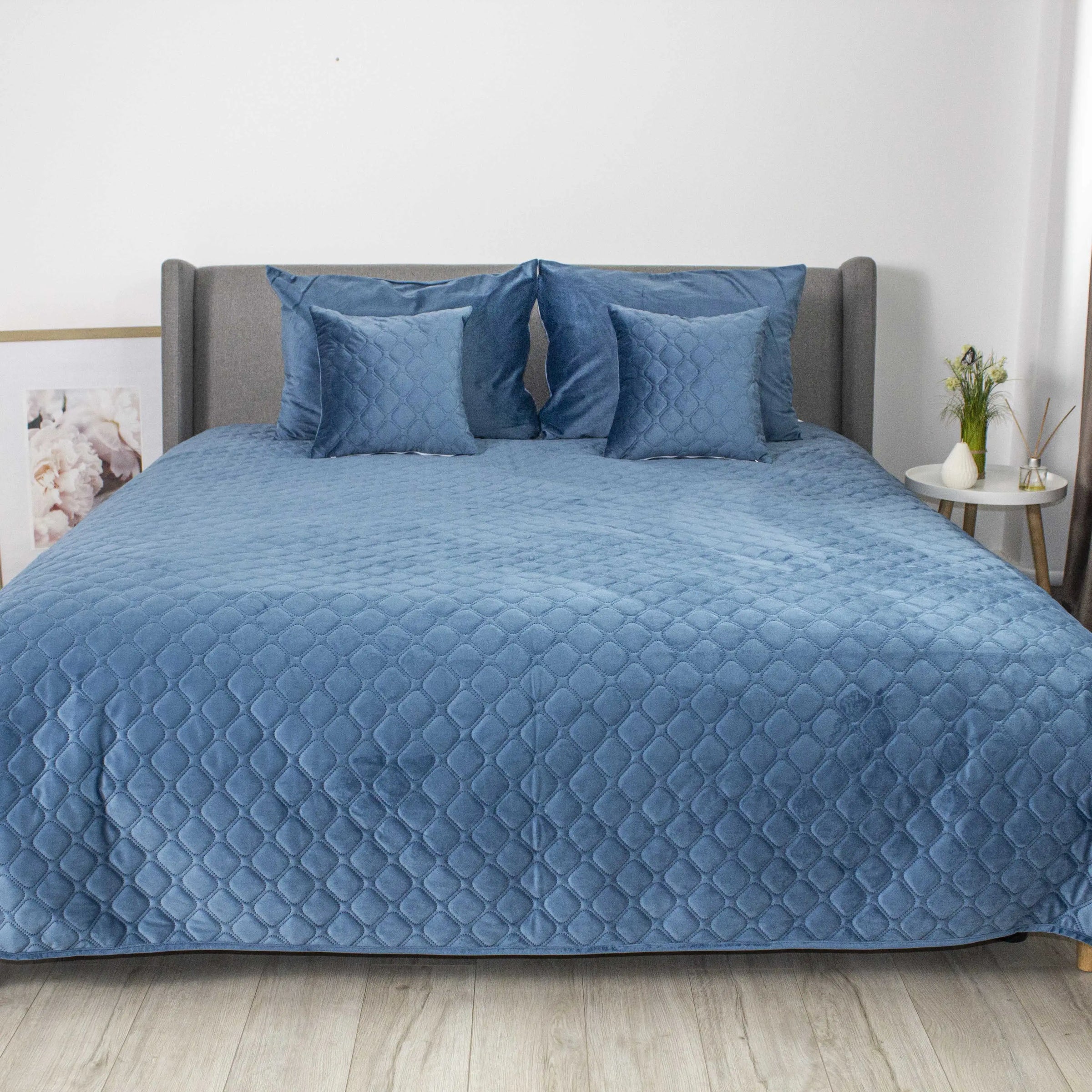 Покривало VELOUR Azure blue ромб круглий 240х260