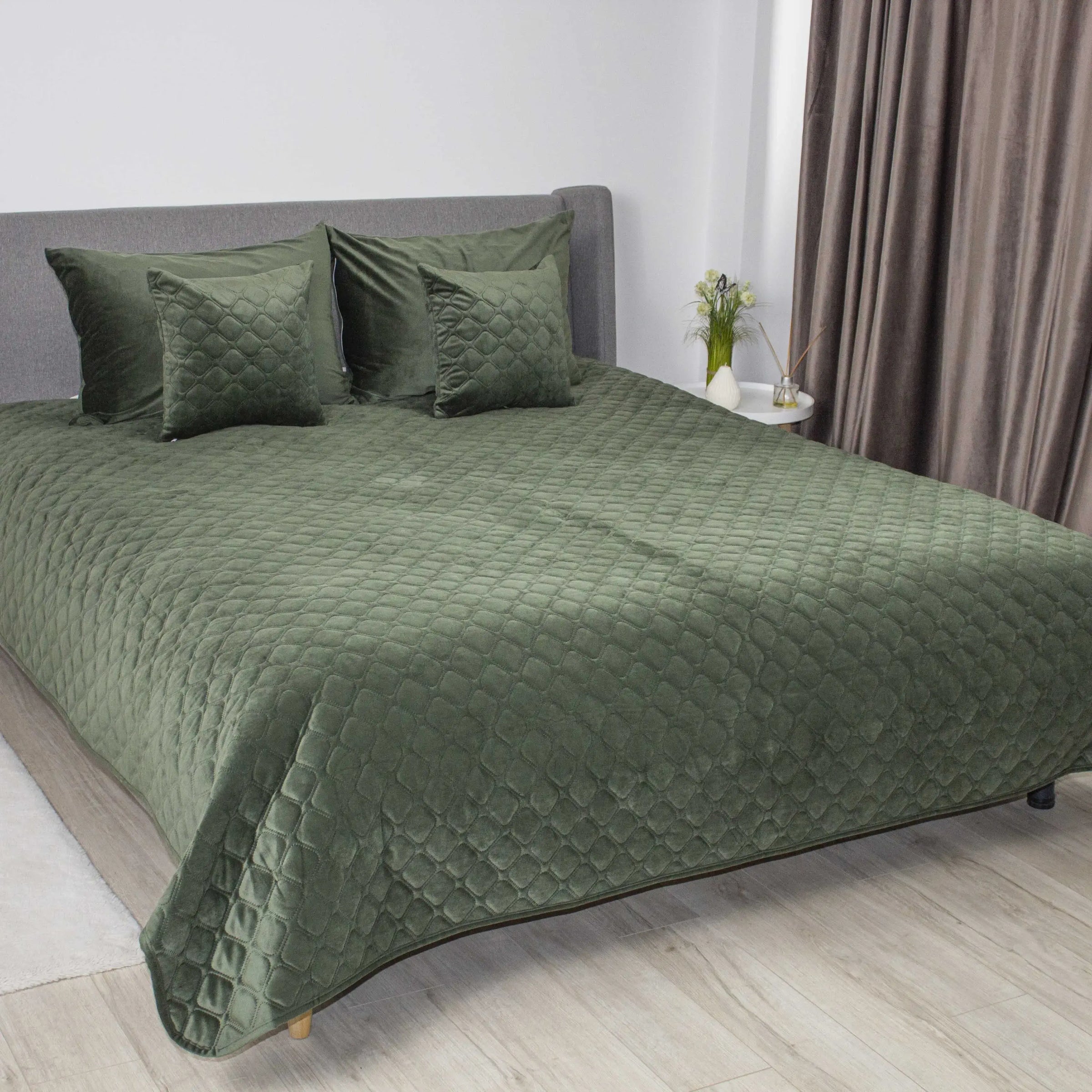 Покривало VELOUR Chive ромб круглий