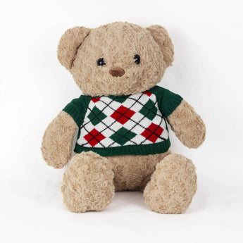 М'яка іграшка Ведмедик у зеленому светрі з пледом — Comfort Bear Set