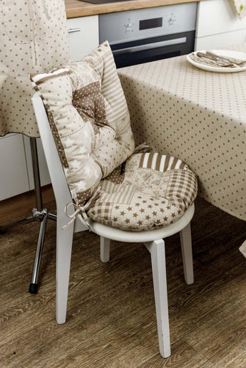 Кругла подушка на стілець Печворк беж ПРОВАНС, D40см 031616