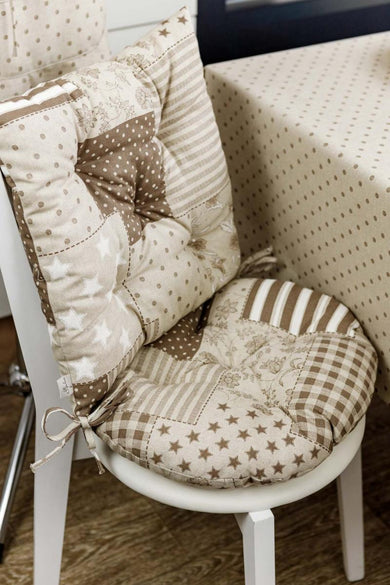 Кругла подушка на стілець Печворк беж ПРОВАНС, D40см 031616