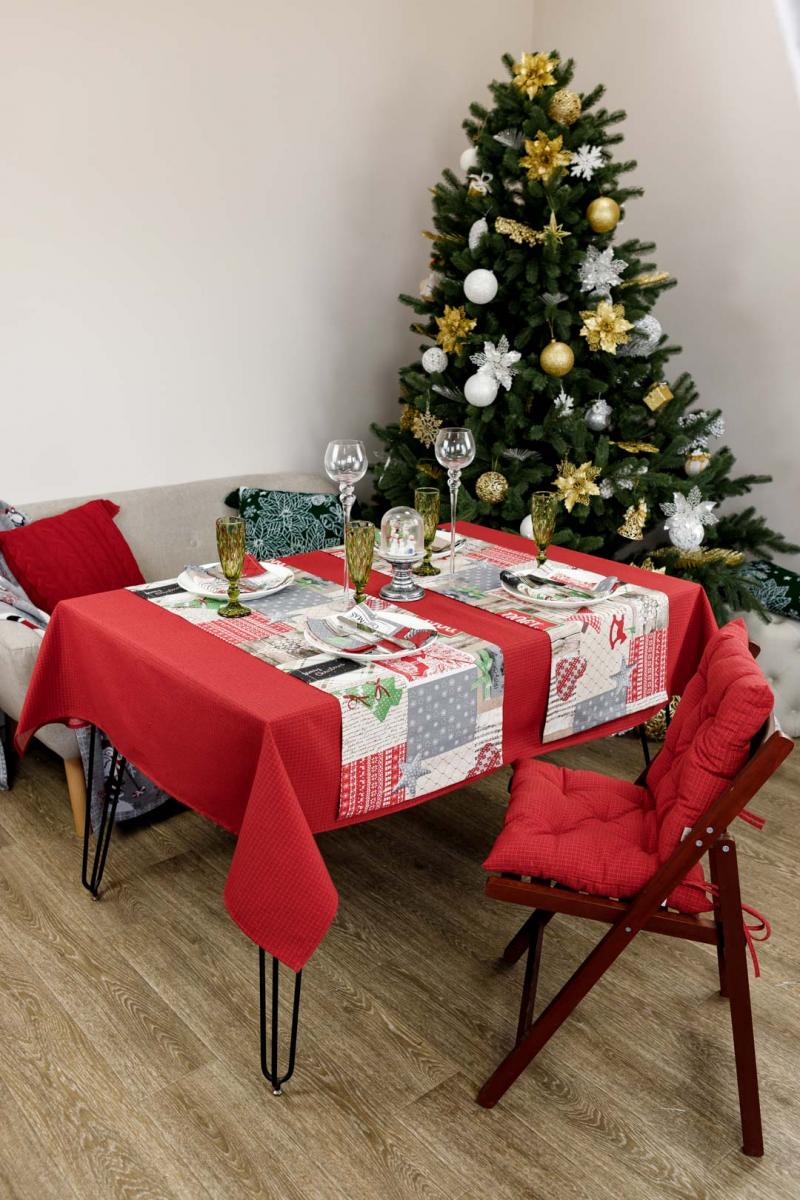 Скатертина Merry Christmas червона Прованс, 132х220 см