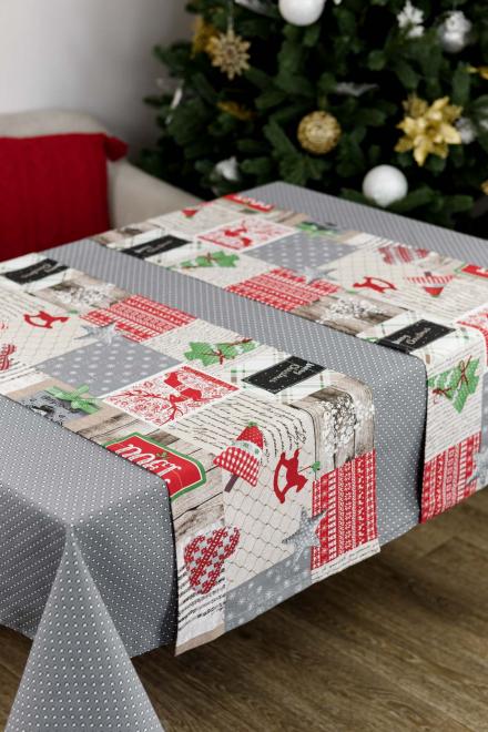 Скатертина Merry Christmas сіра ПРОВАНС, 120х132см 031426