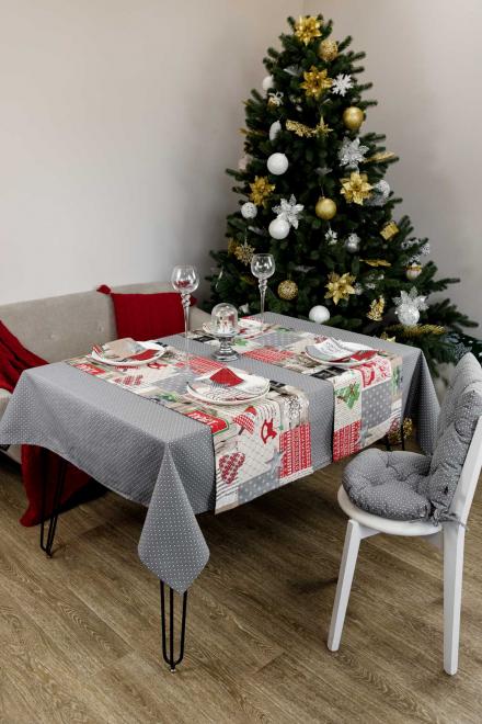 Скатертина Merry Christmas сіра ПРОВАНС, 120х132см 031426