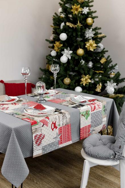 Скатертина Merry Christmas сіра ПРОВАНС, 132х220см 031474