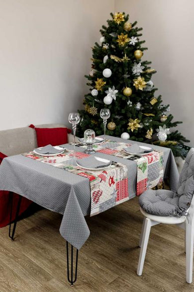 Скатертина Merry Christmas сіра ПРОВАНС, 132х220см 031474