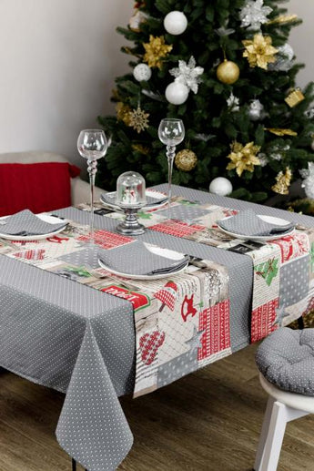 Скатертина Merry Christmas сіра ПРОВАНС, 132х220см 031474