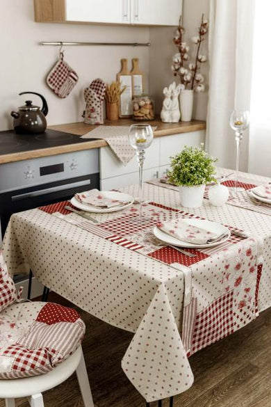 Скатертина Горох бордо ПРОВАНС, 120х136см 031558