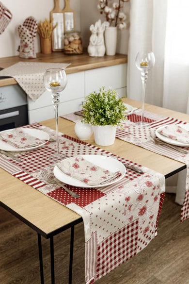 Доріжка на стіл Печворк бордо ПРОВАНС, 40х140см 031538