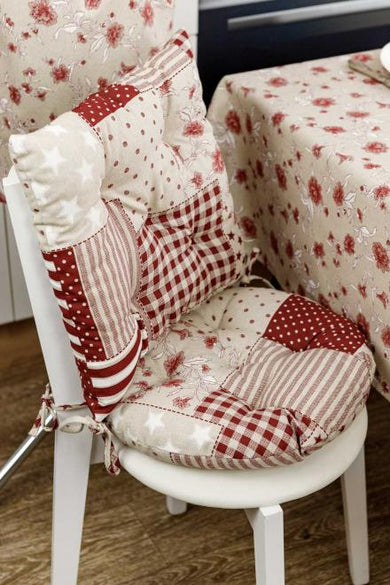 Кругла подушка на стілець Печворк бордо ПРОВАНС, D40см 031618