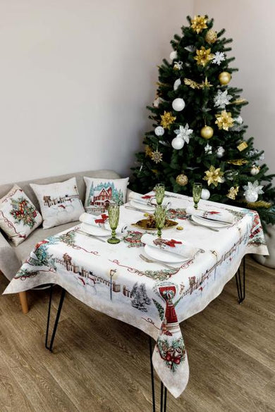 Скатертина гобеленова з велюром  Святковий дім ПРОВАНС, 135х300см 031287