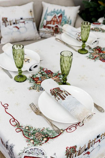 Скатертина гобеленова з велюром  Святковий дім ПРОВАНС, 135х350см 031289