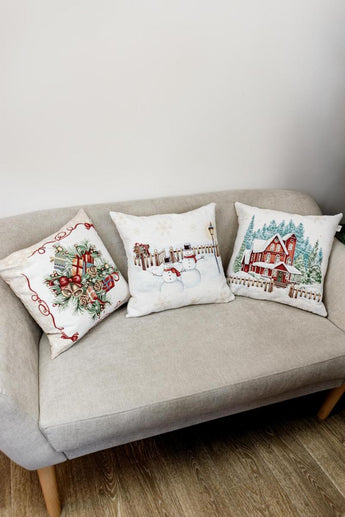 Подушка декоративна з велюром Сніговики ПРОВАНС, 45х45см 031413