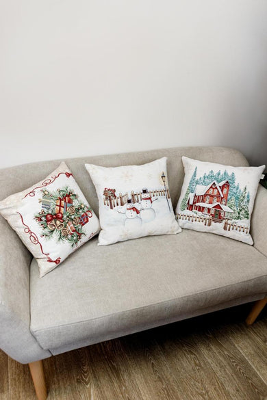 Подушка декоративна з велюром Сніговики ПРОВАНС, 45х45см 031413