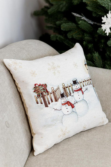 Подушка декоративна з велюром Сніговики ПРОВАНС, 45х45см 031413