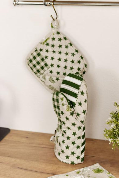 Набір рукавичка та прихватка Печворк зелений ПРОВАНС, 32х20см 034966