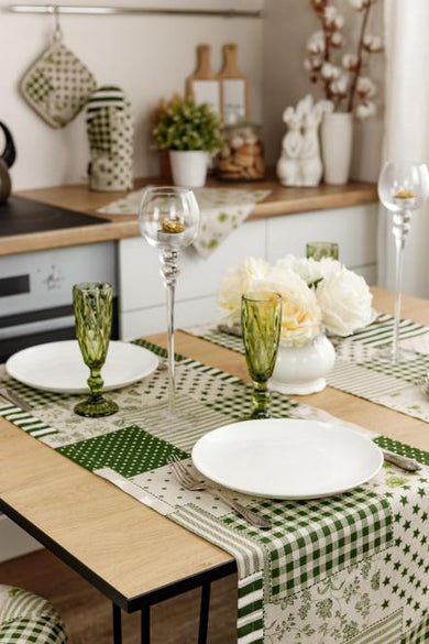 Доріжка на стіл Печворк зелений ПРОВАНС, 40х140см 031542