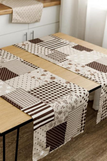 Доріжка на стіл Печворк коричневий ПРОВАНС, 40х140см 031540