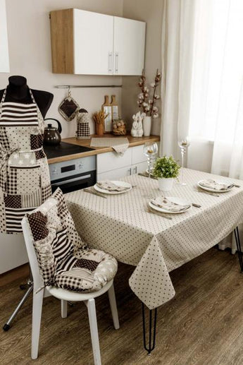 Скатертина Горох коричневий ПРОВАНС, 136х220см 031600