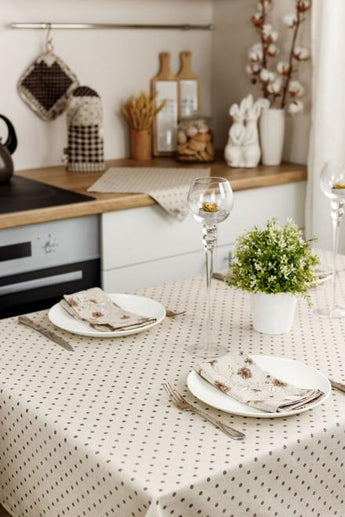 Скатертина Горох коричневий ПРОВАНС, 136х180см 031580