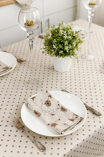 Скатертина Горох коричневий ПРОВАНС, 136х220см 031600