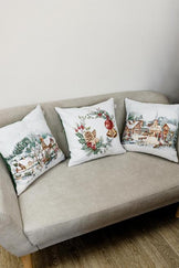 Подушка декоративна з велюром Зимове місто Вінок ПРОВАНС, 45х45см 031415