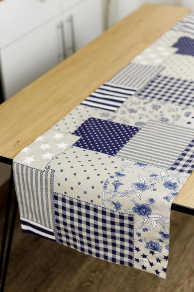 Доріжка на стіл Печворк синій ПРОВАНС, 40х140см 031534