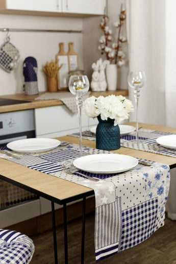 Доріжка на стіл Печворк синій ПРОВАНС, 40х140см 031534