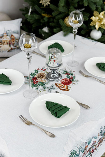 Скатертина гобеленова з велюром  Зимове місто ПРОВАНС, 135х300см 031299