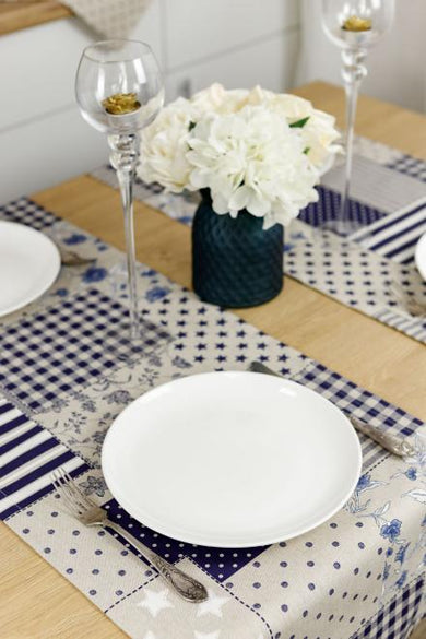 Доріжка на стіл Печворк синій ПРОВАНС, 40х140см 031534