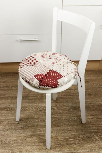Кругла подушка на стілець Печворк бордо ПРОВАНС, D40см 031618