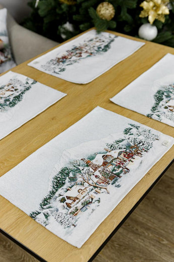 Гобеленова серветка з велюром Зимове місто ПРОВАНС, 30х50см 031343