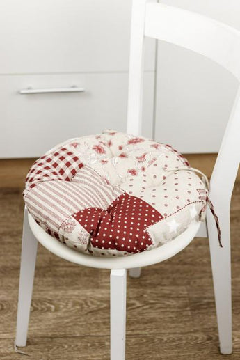 Кругла подушка на стілець Печворк бордо ПРОВАНС, D40см 031618