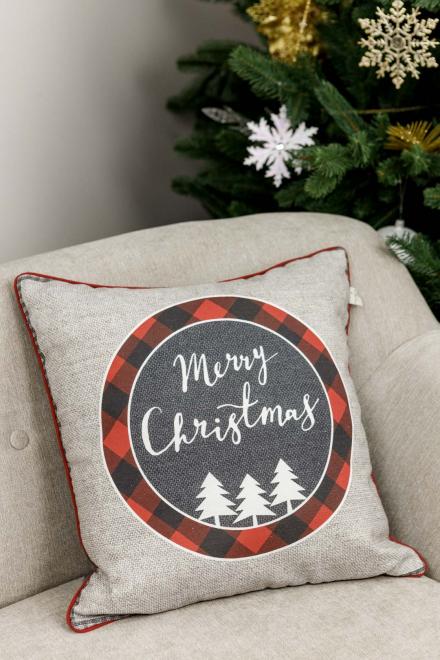 Наволочка декоративна Merry Christmas сіра Прованс 45х45 см