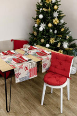Кругла подушка на стілець Merry Christmas червона ПРОВАНС, D40см 031490