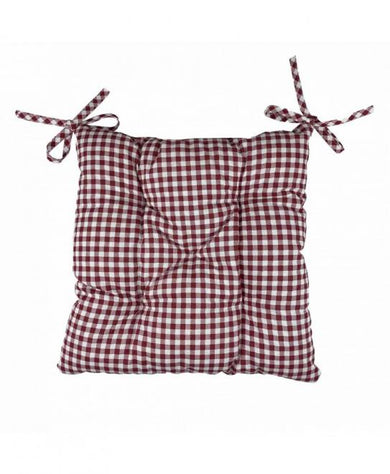 Подушка на стілець Клiтинка бордо ПРОВАНС, 40х40см 021961