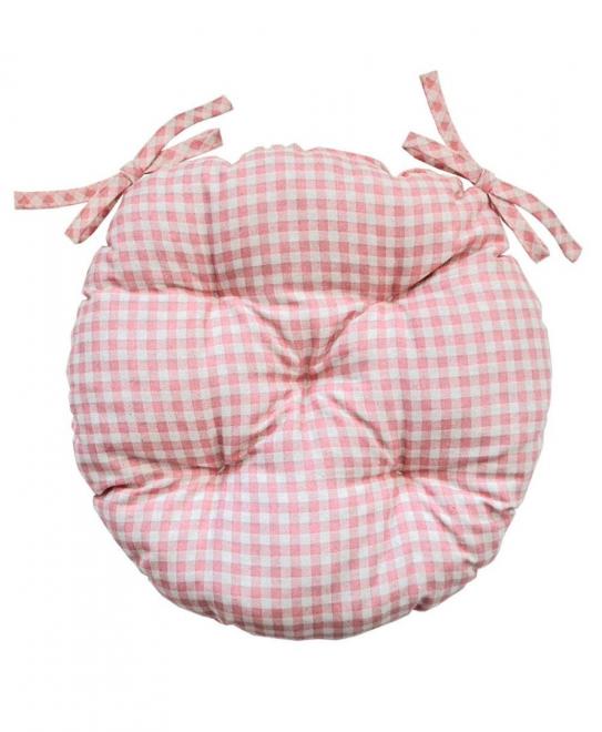 Подушка кругла на стілець Bella Рожева клiтинка ПРОВАНС, D40см 013568
