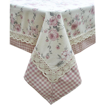 Скатертина Bella Троянди з кантом рожева клітинка ПРОВАНС, 134х180см 013520