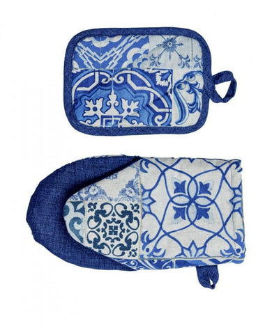 Набір рукавичка+прихватка Фреска синя ПРОВАНС, 15х20см  29х15см 028349