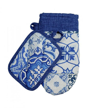 Набір рукавичка+прихватка Фреска синя ПРОВАНС, 15х20см  29х15см 028349