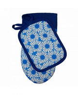 Набір прихватка та рукавиця Ромашки на синьому ПРОВАНС, 15х20см  29х15см 022432