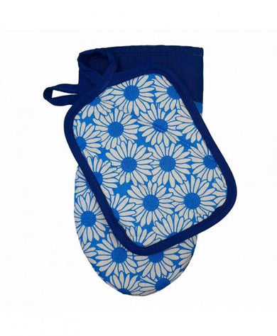 Набір прихватка та рукавиця Ромашки на синьому ПРОВАНС, 15х20см  29х15см 022432