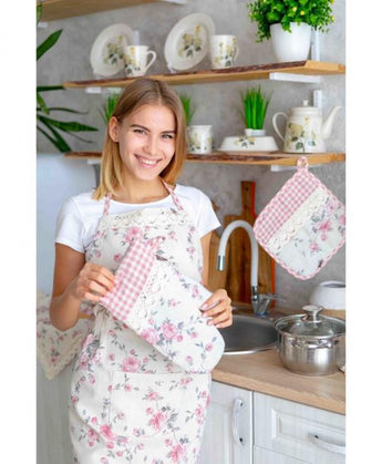 Кухонний фартух Bella Рожева клiтинка/Троянди з ме ПРОВАНС, універсальний 013529