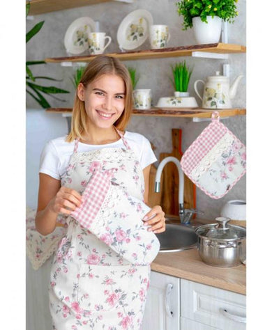 Кухонний фартух Bella Рожева клiтинка/Троянди з ме ПРОВАНС, універсальний 013529